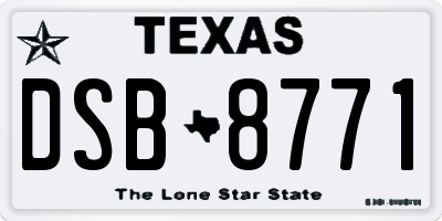 TX license plate DSB8771