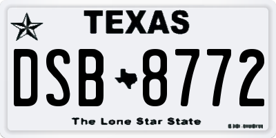 TX license plate DSB8772