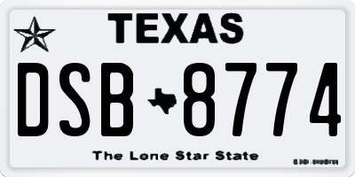 TX license plate DSB8774