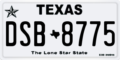 TX license plate DSB8775