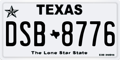 TX license plate DSB8776