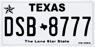 TX license plate DSB8777