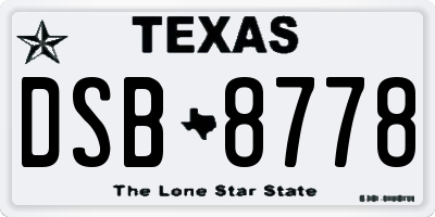 TX license plate DSB8778