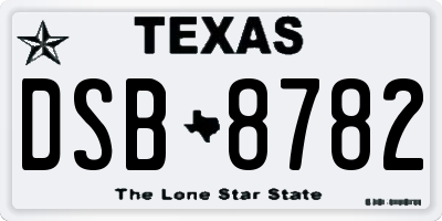 TX license plate DSB8782