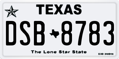 TX license plate DSB8783