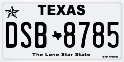 TX license plate DSB8785