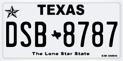 TX license plate DSB8787