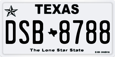 TX license plate DSB8788
