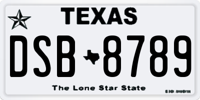 TX license plate DSB8789