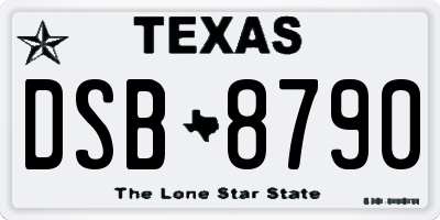 TX license plate DSB8790
