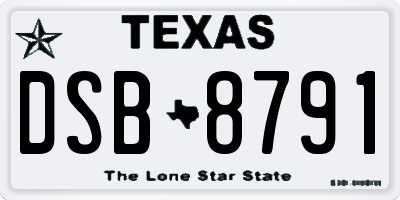 TX license plate DSB8791