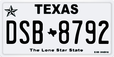 TX license plate DSB8792