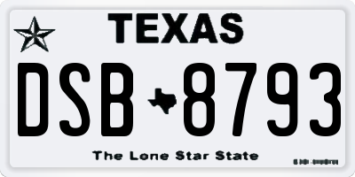 TX license plate DSB8793