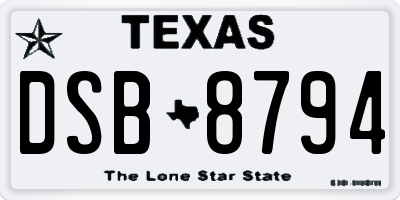TX license plate DSB8794