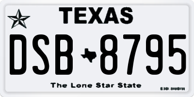TX license plate DSB8795