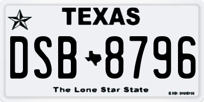 TX license plate DSB8796