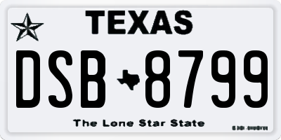 TX license plate DSB8799