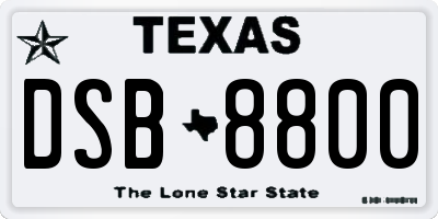TX license plate DSB8800
