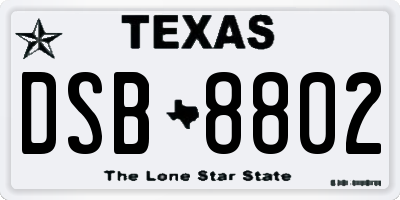 TX license plate DSB8802