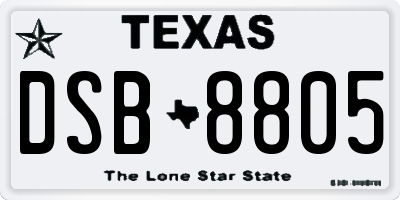 TX license plate DSB8805