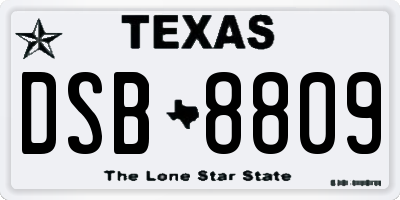 TX license plate DSB8809