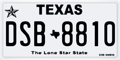 TX license plate DSB8810