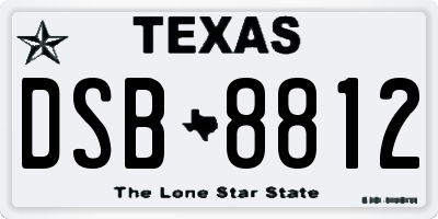 TX license plate DSB8812