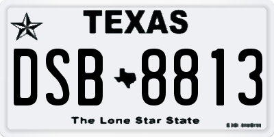 TX license plate DSB8813