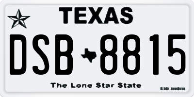 TX license plate DSB8815