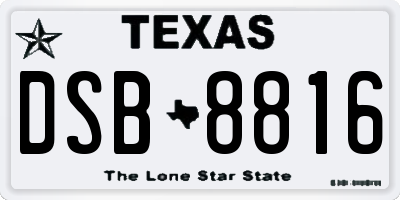 TX license plate DSB8816
