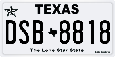 TX license plate DSB8818