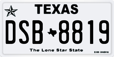 TX license plate DSB8819