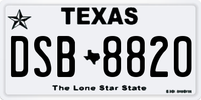 TX license plate DSB8820