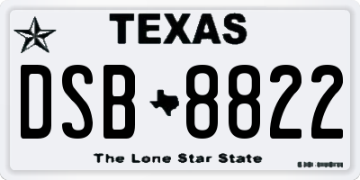 TX license plate DSB8822