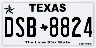 TX license plate DSB8824