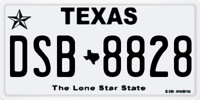 TX license plate DSB8828