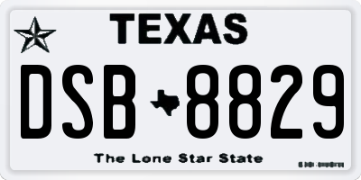 TX license plate DSB8829