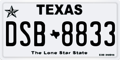 TX license plate DSB8833