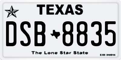 TX license plate DSB8835