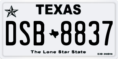 TX license plate DSB8837