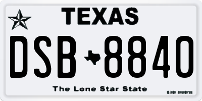 TX license plate DSB8840