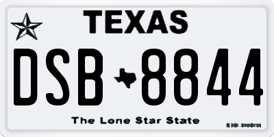 TX license plate DSB8844