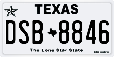 TX license plate DSB8846