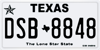 TX license plate DSB8848
