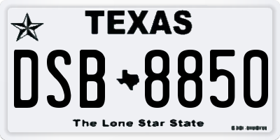 TX license plate DSB8850