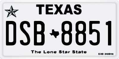 TX license plate DSB8851
