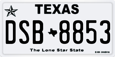 TX license plate DSB8853