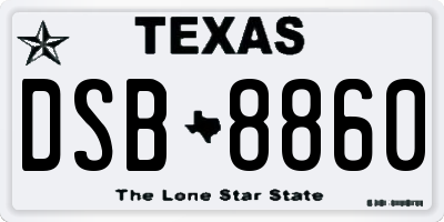 TX license plate DSB8860