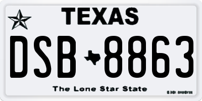 TX license plate DSB8863