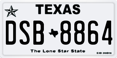 TX license plate DSB8864